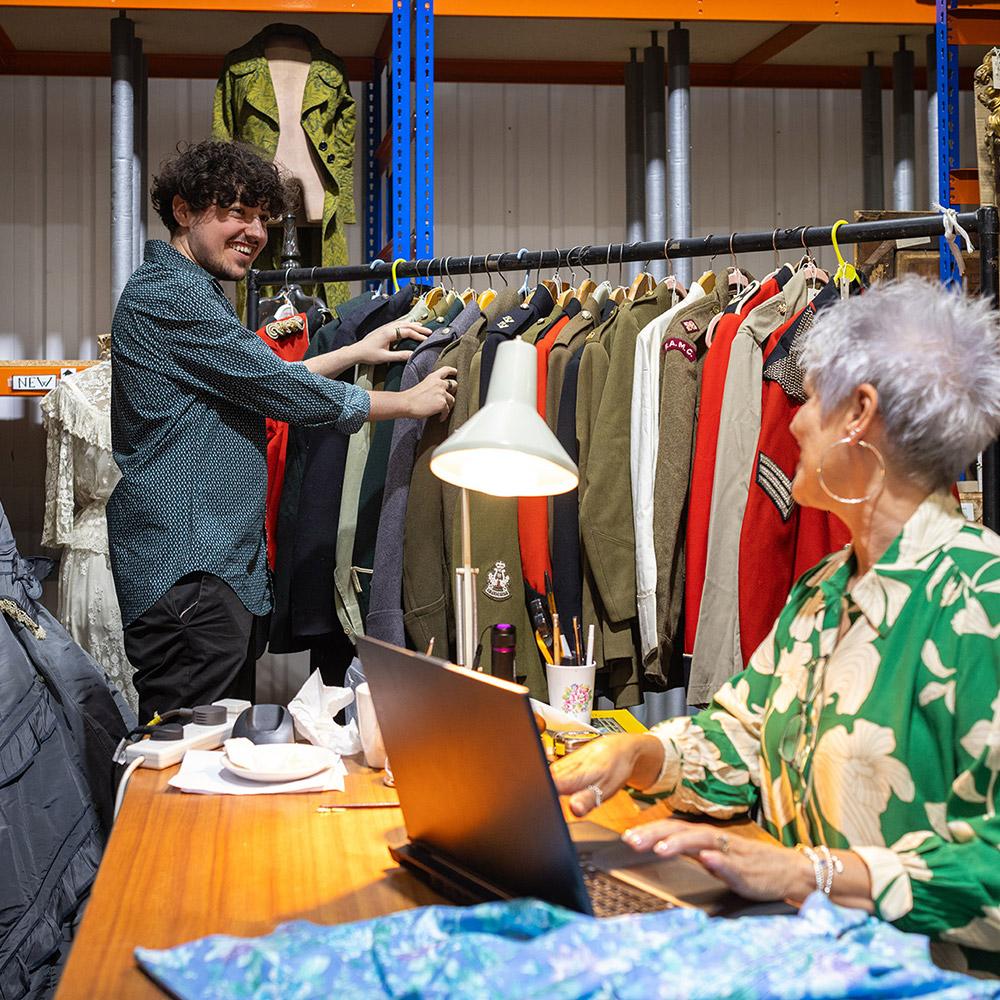 Inside a clothing shop